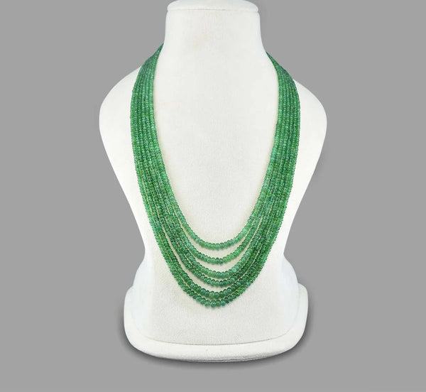 Green Emerald Inspired Onyx Glass Stone Beaded Necklace (6-Layer Onyx Glass Mala)