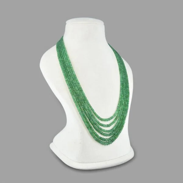 Green Emerald Inspired Onyx Glass Stone Beaded Necklace (6-Layer Onyx Glass Mala)