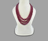 Pink Ruby Inspired Melon-Shaped Onyx Glass Stone Beaded Necklace (3-Layer Mala) & Statement Necklace Bollywood Inspired Celebrity Wear Necklace Mala