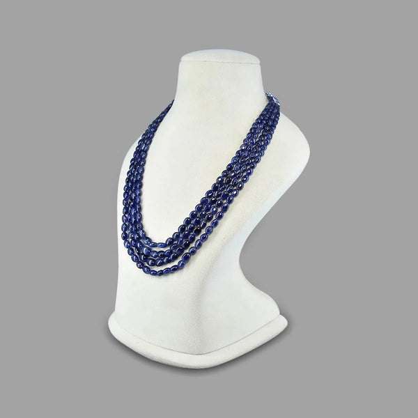 Blue Sapphire Inspired onyx glass 4-Layer Beaded NecklaceMala (20–24 Inch)