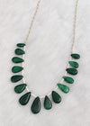 White Pearl Necklace | Green Pear-Drop Tumble Gemstones | Unisex Wedding Mala