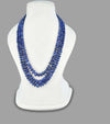 Lapis Lazuli Inspired Indian Glass Stone Beaded Necklace (3-Layer Mala, Free Size)
