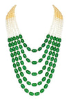 Premium Quality Jewelry | White, Golden & Green Multi-Layer | Pearl Beaded Mala |
