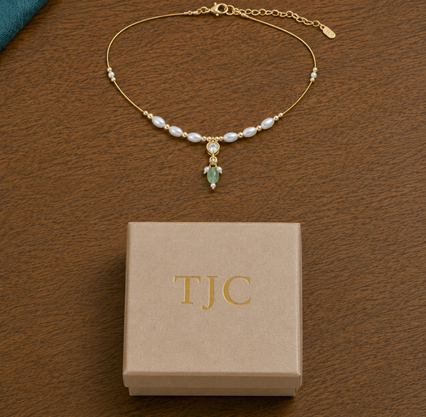 Premium Quality | Gold Plated Chain Set | White Color |
