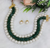 Premium Quality | White & Green 3-Layer | Pearl Mala | Tumble Beads |