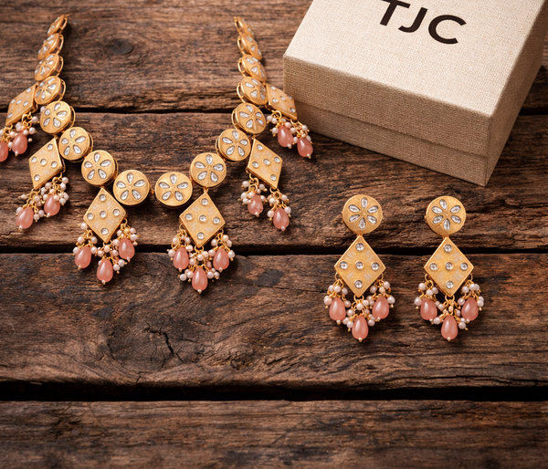 Premium Quality | Kundan Stone | Meenakari | Crystal Beads | Choker Necklace |