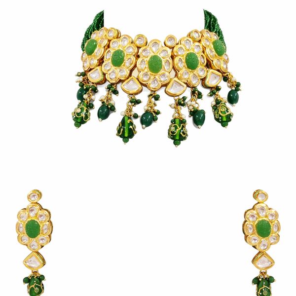 Premium Quality | Kundan & Crystal Stone | Choker Necklace Set |