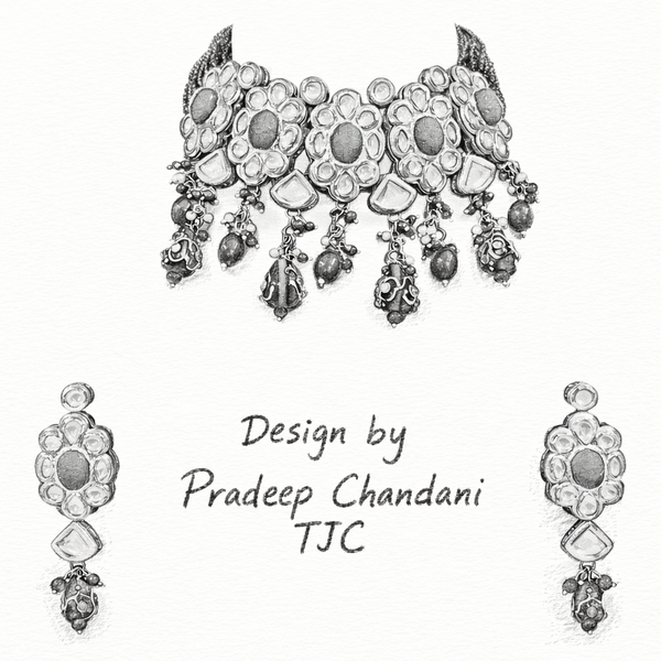 Premium Quality | Kundan & Crystal Stone | Choker Necklace Set |