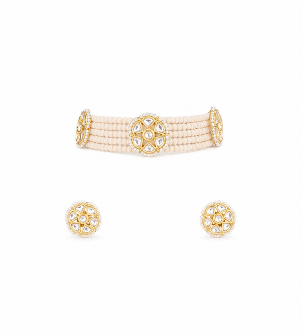 Premium Quality | Flower Detailing | Crystal Beads | Choker Necklace |