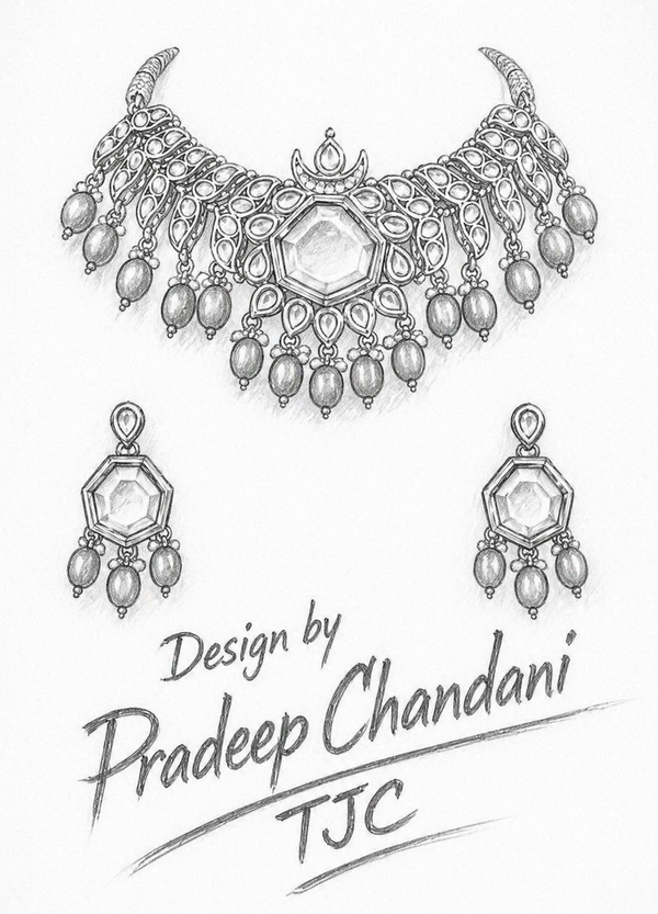 Premium Quality | Kundan Meena | Crystal Beads | Choker Necklace |