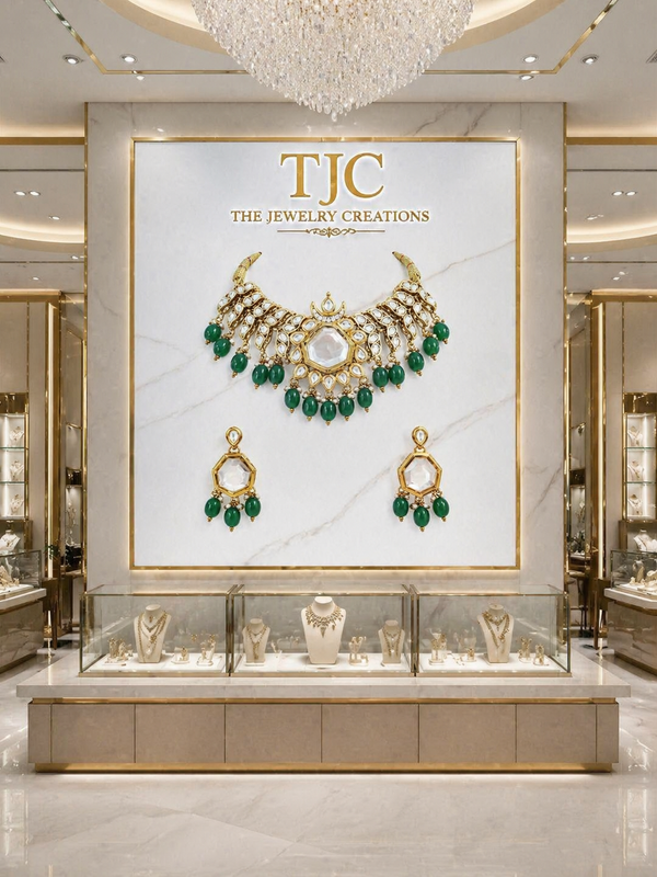 Premium Quality | Kundan Meena | Crystal Beads | Choker Necklace |
