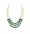 Premium Quality | White & Green Color | Beads Mala | Gold Plated |