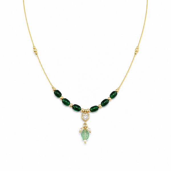 Premium Quality | Gold Plated Chain Set | Green Color |