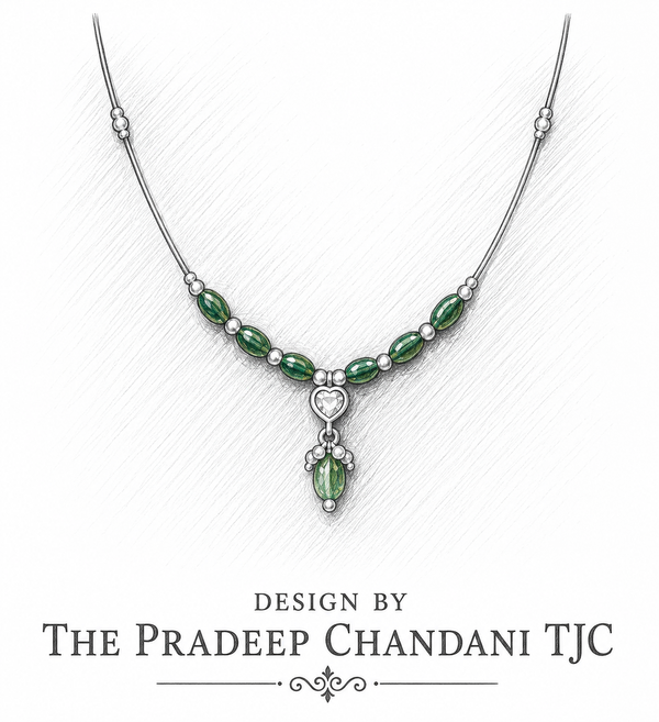 Premium Quality | Gold Plated Chain Set | Green Color |