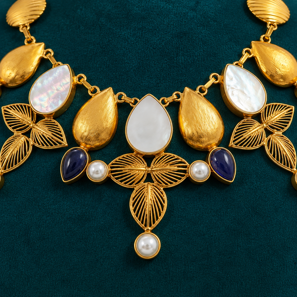 Premium Quality | Mother of Pearls | Chain Choker Set | Purple Color |