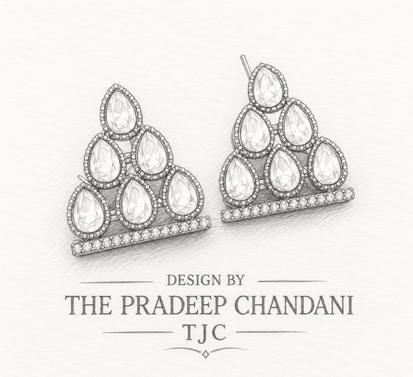 Premium Quality | Silver Foil Polki | Studs Earrings |