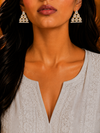 Premium Quality | Silver Foil Polki | Studs Earrings |