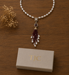 Premium Quality | Monalisa Stone | Pearl Drop Necklace | Red Color |