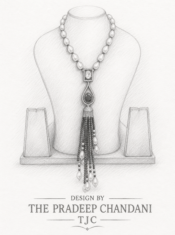 Premium Quality | Monalisa Stone | Pearl Drop Necklace | Red Color |
