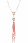 Premium Quality | Monalisa Stone | Pearl Drop Necklace | Pink Color |