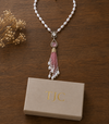 Premium Quality | Monalisa Stone | Pearl Drop Necklace | Pink Color |