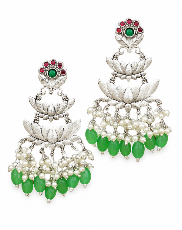 Premium Quality | Mrinali Dangler Earrings | Silver Plated |