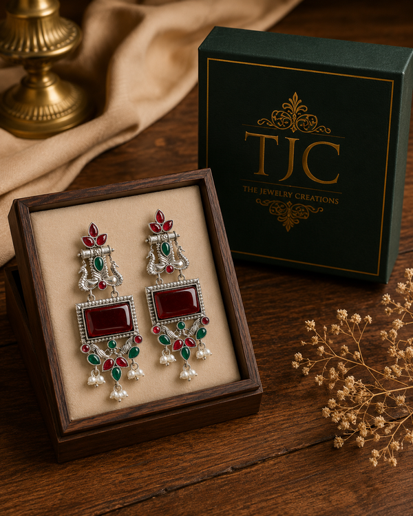 Premium Quality | Subhangi Earrings | Oxidised Silver Plated |