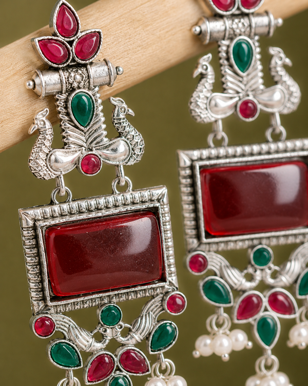 Premium Quality | Subhangi Earrings | Oxidised Silver Plated |
