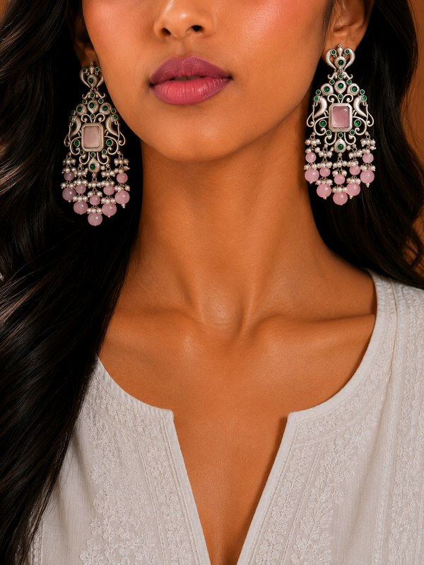 Premium Quality | Pranita Dangler Earrings | Silver Plated |