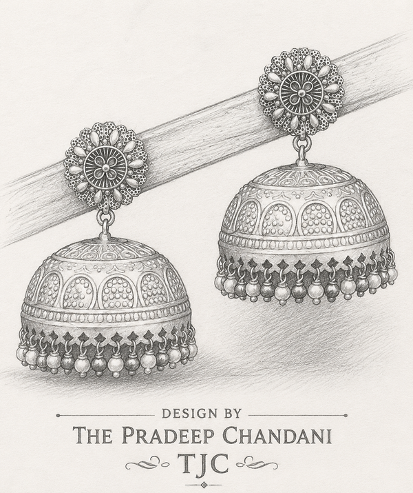 Premium Quality | Kavisha Jhumki Earrings | Silver Plated |