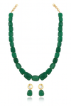 Green Emerald Doublet Tumble Mala Necklace – 24–26 Inch Statement Necklace