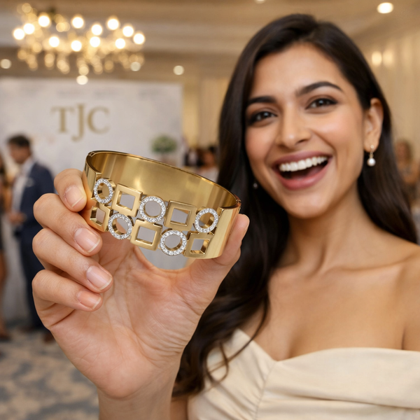 TJC Gold-Toned Anti-Tarnish Geometric Open Cuff Bracelet