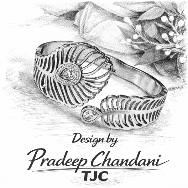 TJC Gold-Toned Anti-Tarnish Feather Design Open Cuff Bracelet