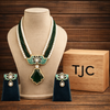 Indian Traditional Pear-Shape Doublet Stone Necklace Set