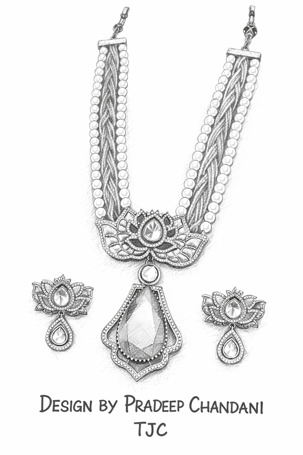 Indian Traditional Pear-Shape Doublet Stone Necklace Set