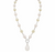 Mother of Pearl Brass Beaded Necklace/ Mala With American Diamond Accent & Statement Piece