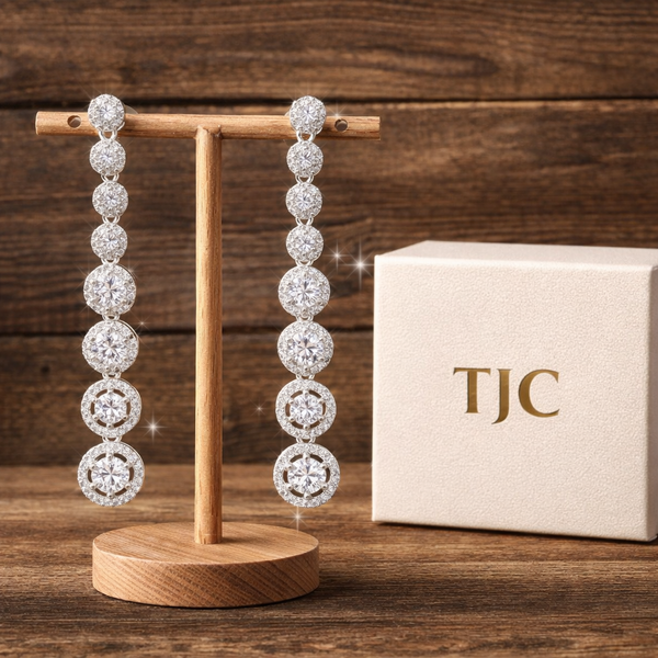 Solitaire diamond pave long dangler statement & premium earrings with AD accents