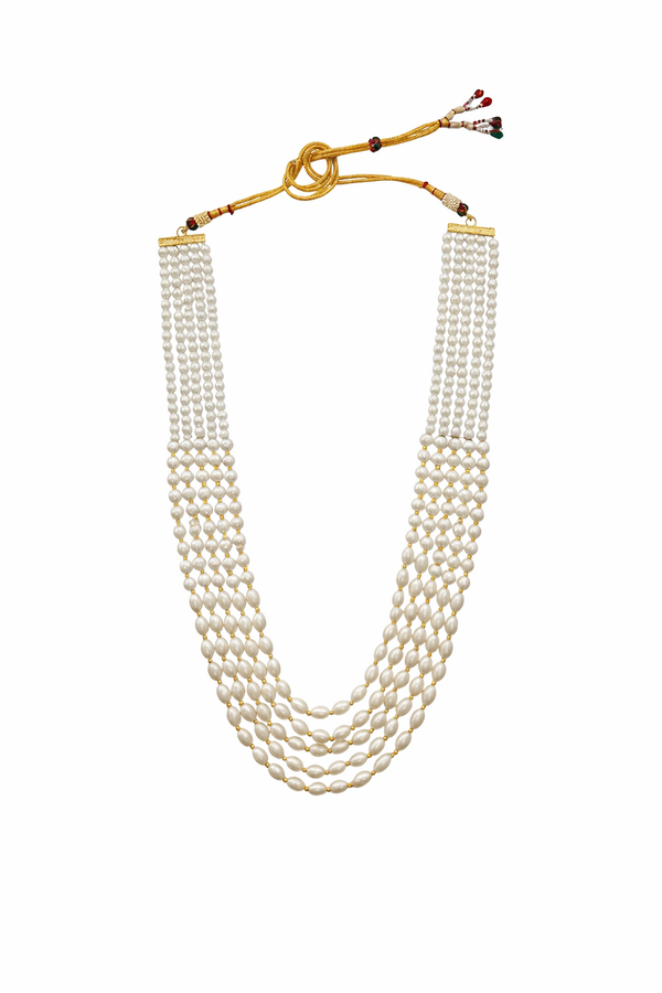 Premium Golden Aventurine Glass Pearl Groom Beaded Necklace