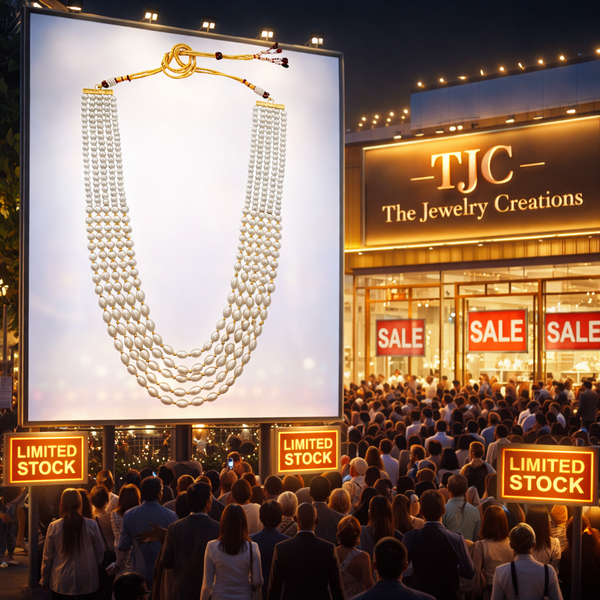 Premium Golden Aventurine Glass Pearl Groom Beaded Necklace