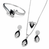 Black Onyx Faceted Glass ComboJewelry Set With American Diamond Accents | Premium Quality Earrings ,Ring , Kada And Chain Pendant