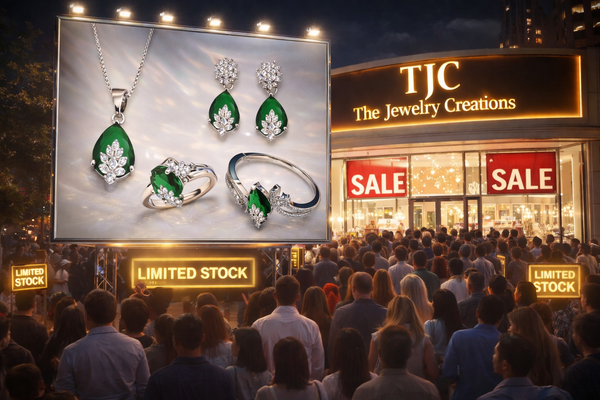 Green Emerald Inspired Faceted Glass Combo Jewelry Set With American Diamond Accents | Premium Quality Earrings ,Ring , Kada And Chain Pendant