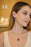 Ruby Red InspiredFaceted Glass ComboJewelry Set With American Diamond Accents | Premium Quality Earrings ,Ring , Kada And Chain Pendant