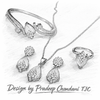 Pink Sapphire InspiredFaceted Glass ComboJewelry Set With American Diamond Accents | Premium Quality Earrings ,Ring , Kada And Chain Pendant