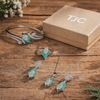 Green Onyx InspiredFaceted Glass ComboJewelry Set With American Diamond Accents | Premium Quality Earrings ,Ring , Kada And Chain Pendant