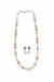 Glass Pearl Multi Color Round Shape Beaded Necklace / MalaWith Brass Metal