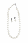 Glass Pearl White Color Round Shape Beaded Necklace / MalaWith Brass Metal