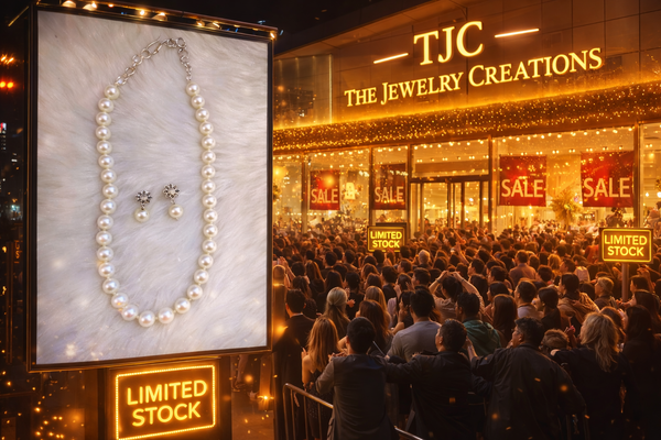 Glass Pearl White Color Round Shape Beaded Necklace / MalaWith Brass Metal