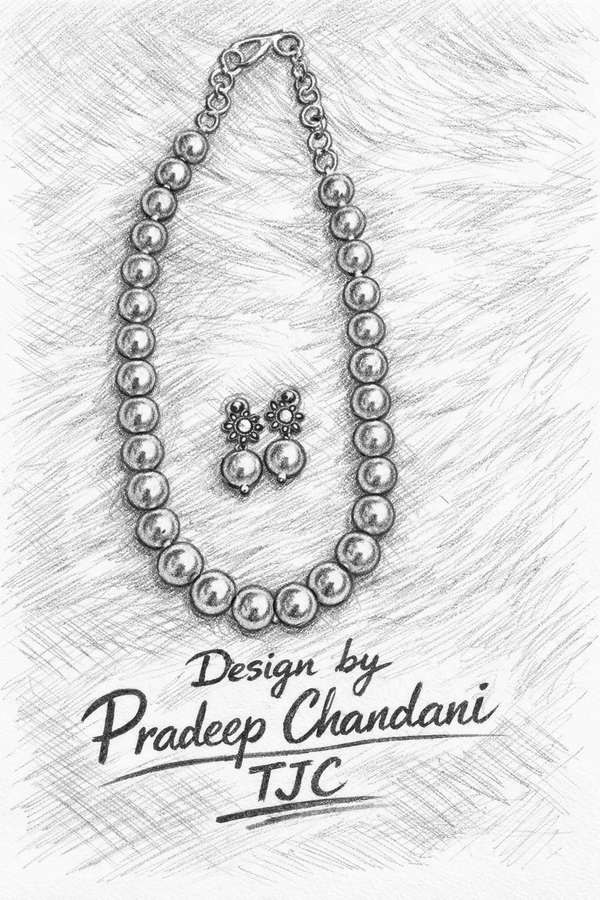 Glass Pearl Soft Rose Pink Color Round Shape Beaded Necklace / MalaWith Brass Metal