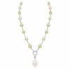 Mother of Pearl Brass Beaded Necklace/ Mala With American Diamond Accent & Statement Piece