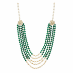 Green Onyx –Inspired Synthetic Pearl Premium Quality Designer Necklace (3-Layer Mala) & Bollywood Celebrity Wear Elegant Beaded Necklace